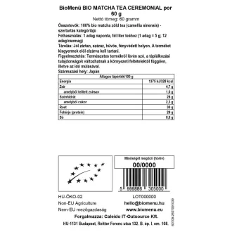 BioMenü bio Matcha Čaj Ceremoniální prášek 60 g obrázek produktu