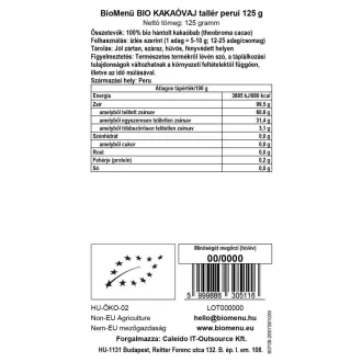 BioMenü bio Kakaová Máslo Tallera peruánský 125 g obrázek produktu