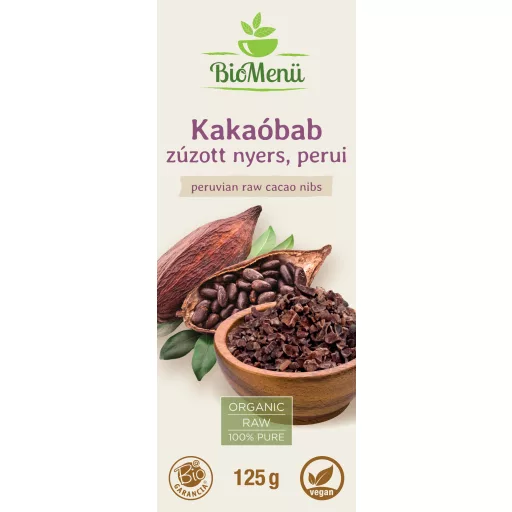 BioMenü bio Kakaové Boby drcené syrové peruánský 125 g označení