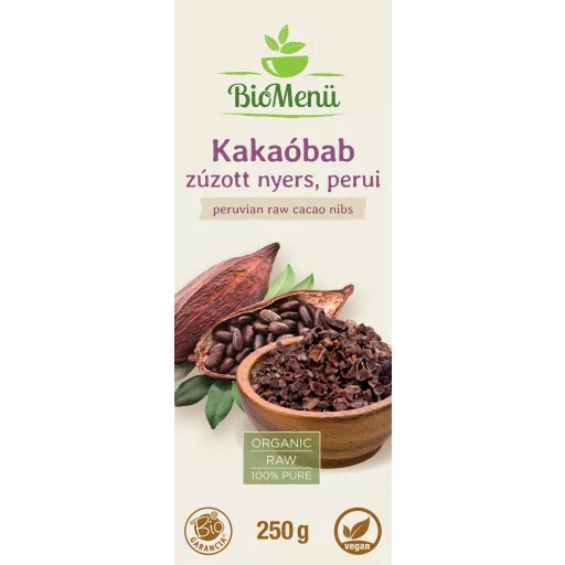 BioMenü bio Kakaové Boby drcené syrové peruánský 250 g označení