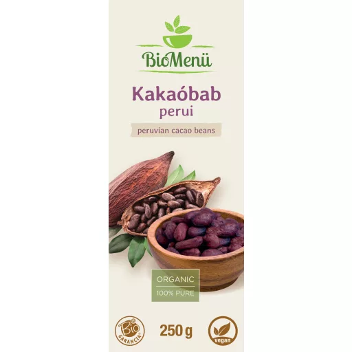 BioMenü bio Kakaové Boby peruánské 250 g označení