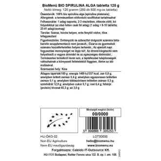 BioMenü bio Spirulina tablety 125 g obrázek produktu
