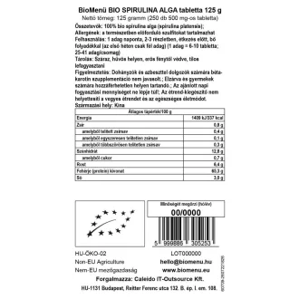 BioMenü bio Spirulina tablety 125 g obrázek produktu