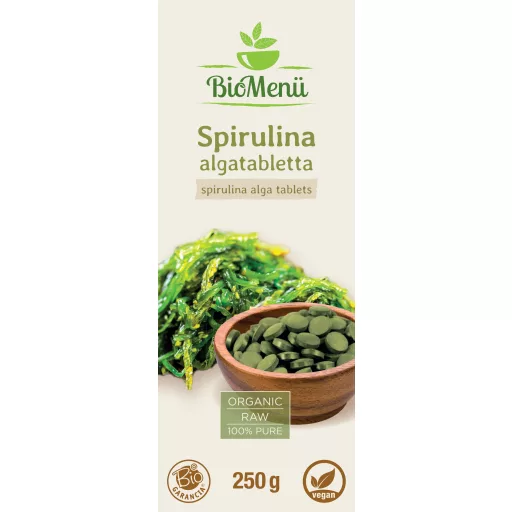 BioMenü Bio SPIRULINA ŘASA tablety 250 g označení