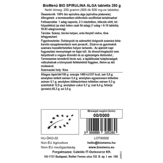 BioMenü bio Spirulina tablety 250 g obrázek produktu