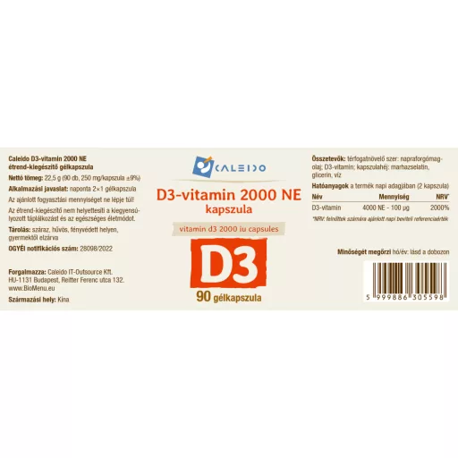 Caleido Vitamin D3 2000 IU kapsle 90 ks označení