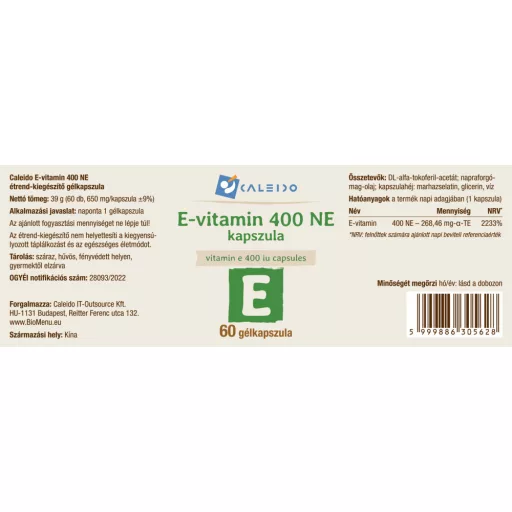 Caleido Vitamin E 400 IU kapsle 60 ks označení
