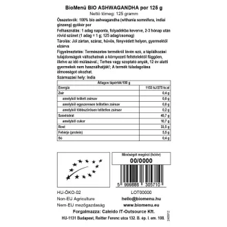 BioMenü bio Ashwagandha prášek 125 g obrázek produktu