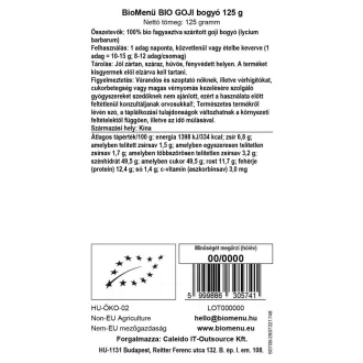 BioMenü bio Goji Bobule sušené 125 g obrázek produktu