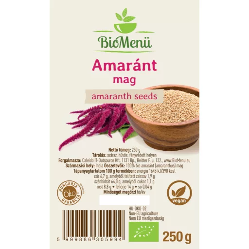 BioMenü bio Amarantová semínka 250 g označení