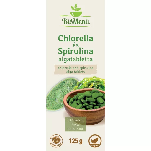 BioMenü bio Chlorella a Spirulina tablety 125 g označení