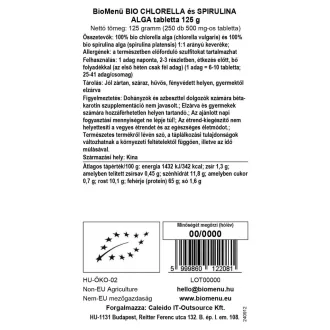 BioMenü bio Chlorella a Spirulina tablety 125 g obrázek produktu