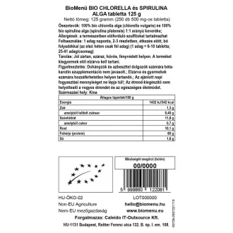 BioMenü bio Chlorella a Spirulina tablety 125 g obrázek produktu
