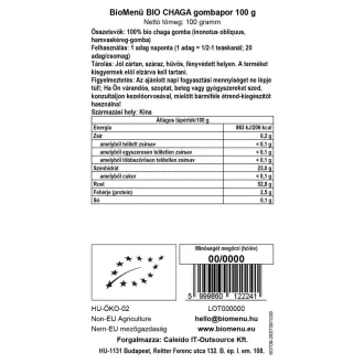 BioMenü bio Chaga Houbový prášek 100 g obrázek produktu