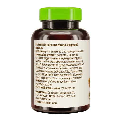 BioMenü bio Kurkuma kapsle 60 ks obrázek produktu vlevo