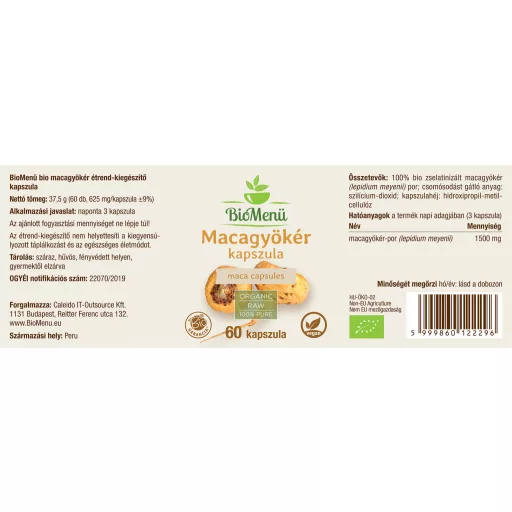 BioMenü bio Maca kapsle 60 ks označení