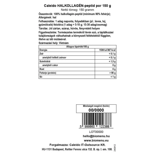 Caleido Rybí Kolagen peptidový prášek 150 g datový štítek