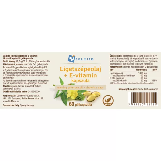 Caleido Pupalkový Olej + Vitamin E kapsle 60 ks označení