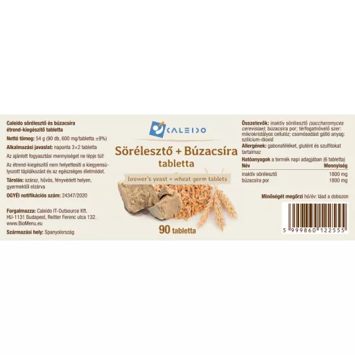 Caleido Pivovarské Kvasnice + Pšeničné Klíčky tabletky 90 ks označení