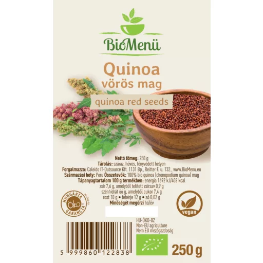 BioMenü Bio QUINOA červená semena 250 g označení