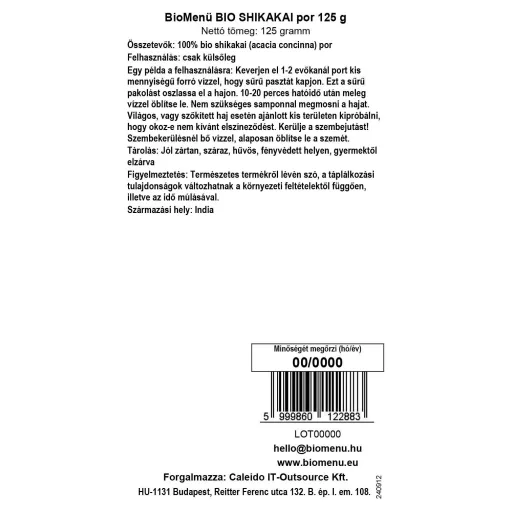 BioMenü bio Shikakai prášek 125 g datový štítek