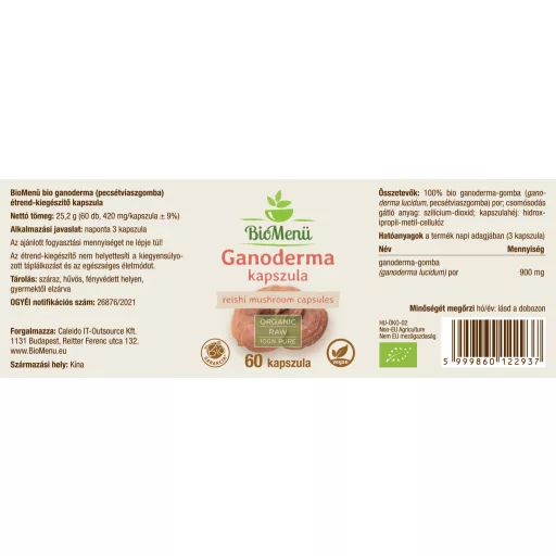 BioMenü bio Ganoderma houba kapsule 60 ks označení