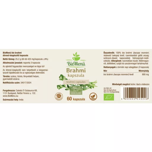BioMenü bio Brahmi kapsle 60 ks označení