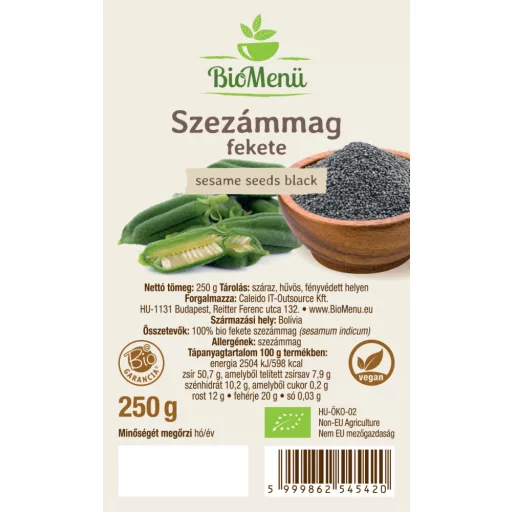 BioMenü Bio SEZAMOVÁ SEMENA černá 250 g označení