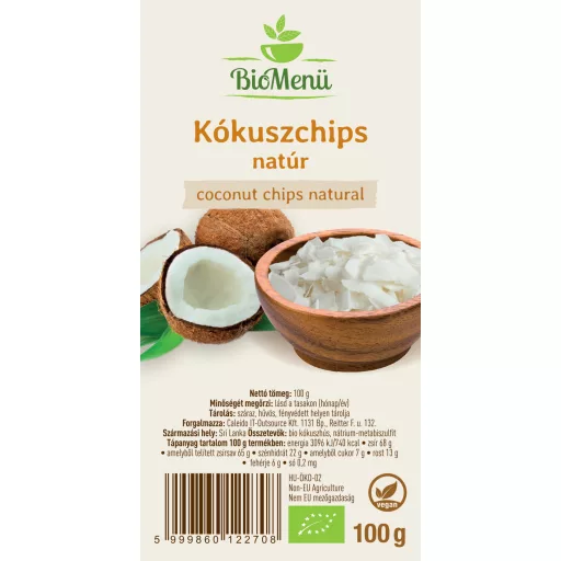 BioMenü Bio Kokos Chips přírodní 100 g označení