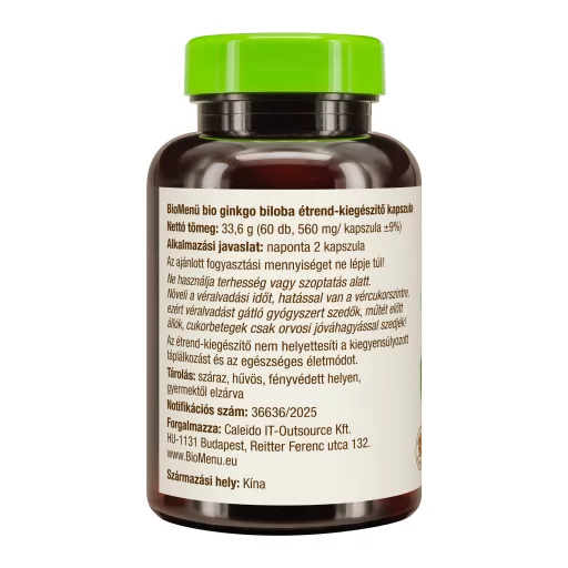 BioMenü Bio Ginkgo Biloba kapsle 60 ks obrázek produktu vlevo