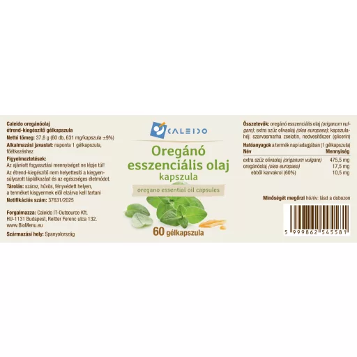Caleido Oregano esenciální olej kapsle 60 ks označení