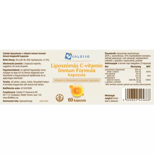 Caleido Lipozomální Imunitní Komplex Vitamínu C kapsle 60 ks označení