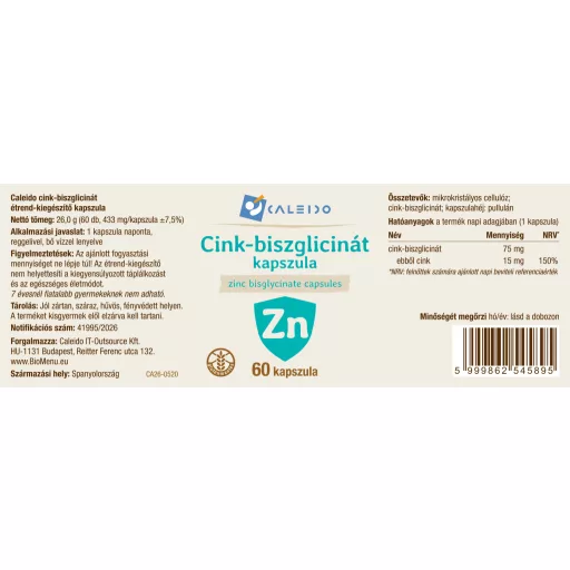 Caleido Bisglycinát Zinečnatý kapsle 60 ks označení